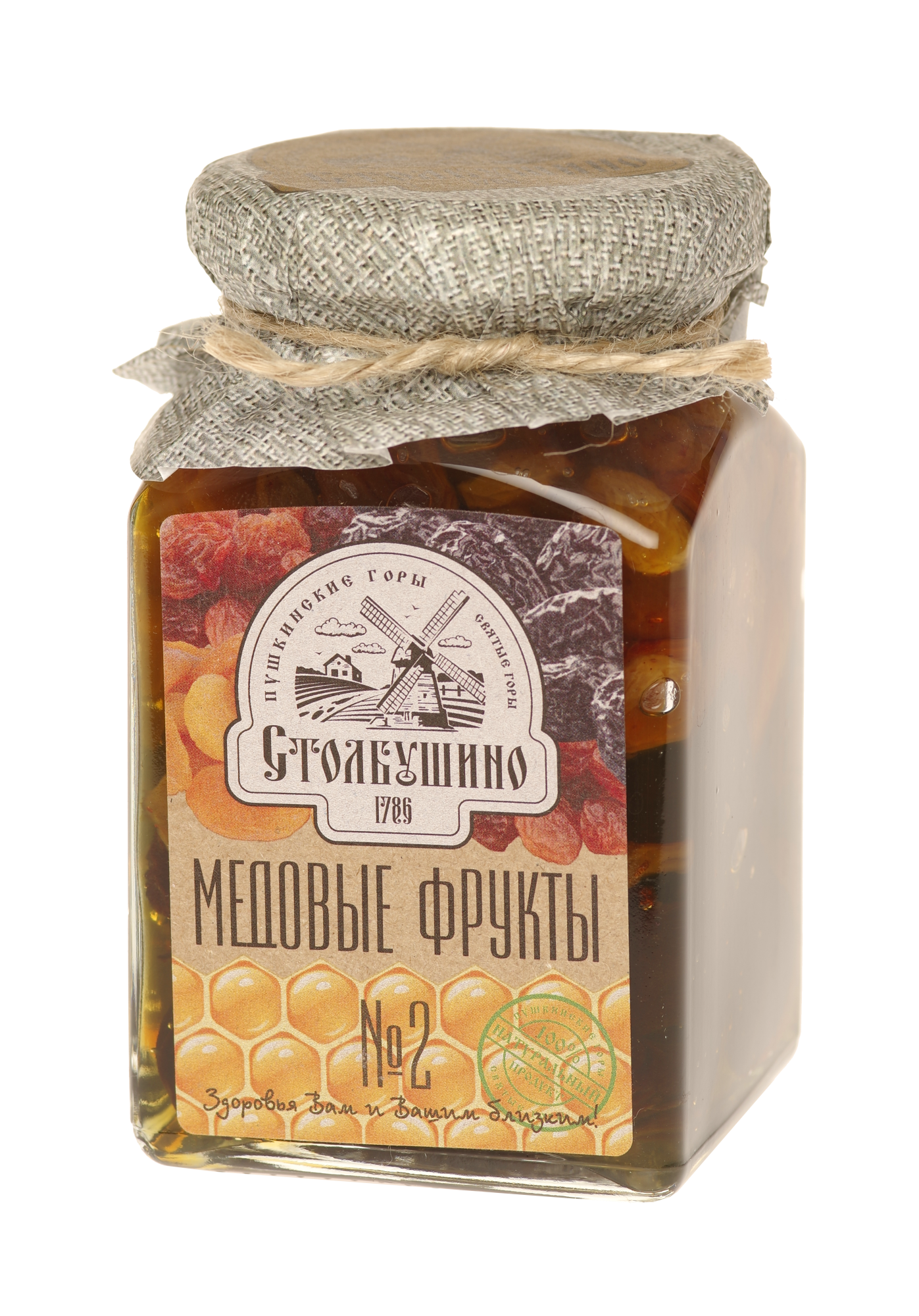 Honey fruit. Dried fruits and nuts in honey "Stolbushinsky" (honey, prunes, sultanas, apricots) No. 2 
