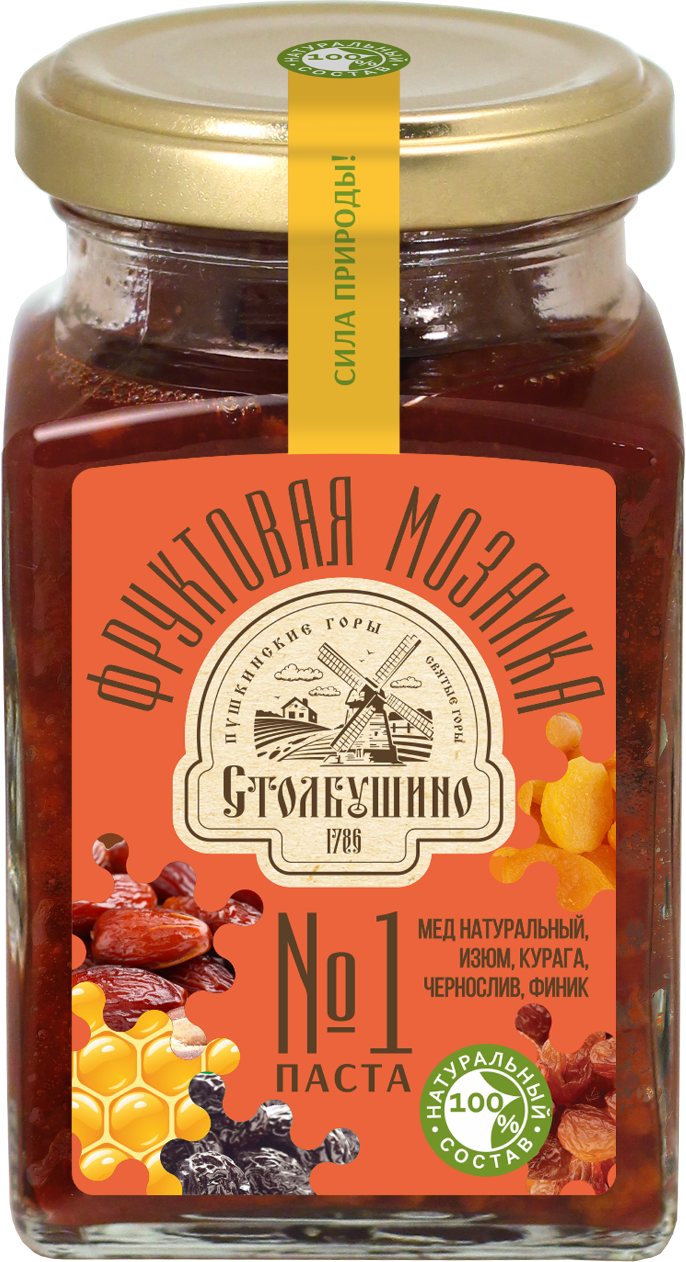 Stolbushinsky Fruit Mosaic Frucht- und Nusspaste (Honig, Sultaninen, Aprikosen, Pflaumen, Datteln) Nr. 1    