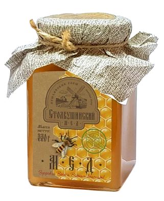 Мёд натуральный цветочный фасованный СТОЛБУШИНО. Домашний в стеклянной банке. 330 г.
